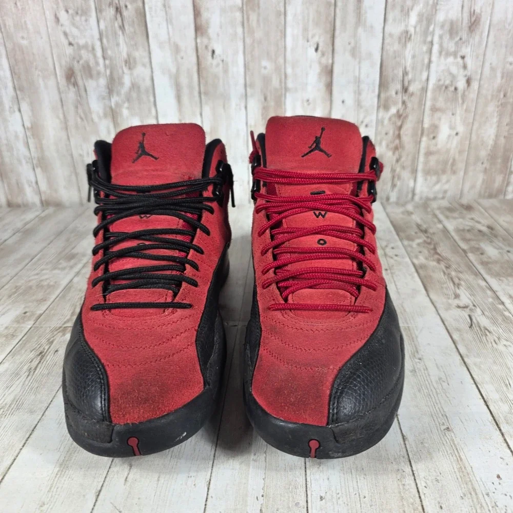 Air Jordan 12 Retro Gym Red Suede Sneakers Black Sole Mens Size 9.5‎